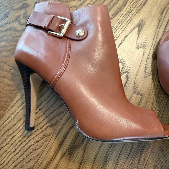 Vince Camuto Kemba Brown Zip Up Open Toe Bootie Stiletto 7.5M 37.5 - Picture 5 of 10